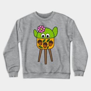 Cute Cactus Design #295: Pretty Cactus In Acorn Planter Crewneck Sweatshirt